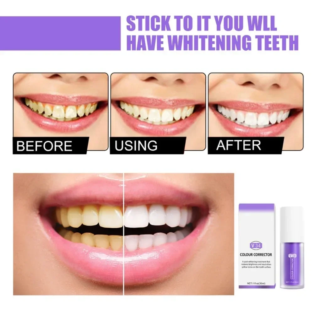 V34 Colour Corrector Serum Purple Toothpaste Teeth Whitening V34 Colour Corrector Teeth Professional Dental Whitening Care