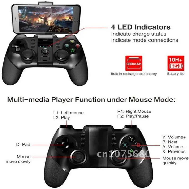 

Wireless Gamepad Joystick Controller for Android iOS Mobile Phone Windows Laptop Bluetooth 2.4G Wireless Game Console