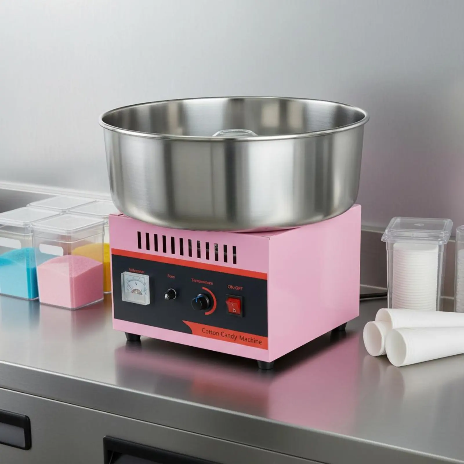 

Candy Floss Machine Adjustable Temperature Control Electric Candy Floss Machine Professional Sweetener Flosser Anti-Slip Feet