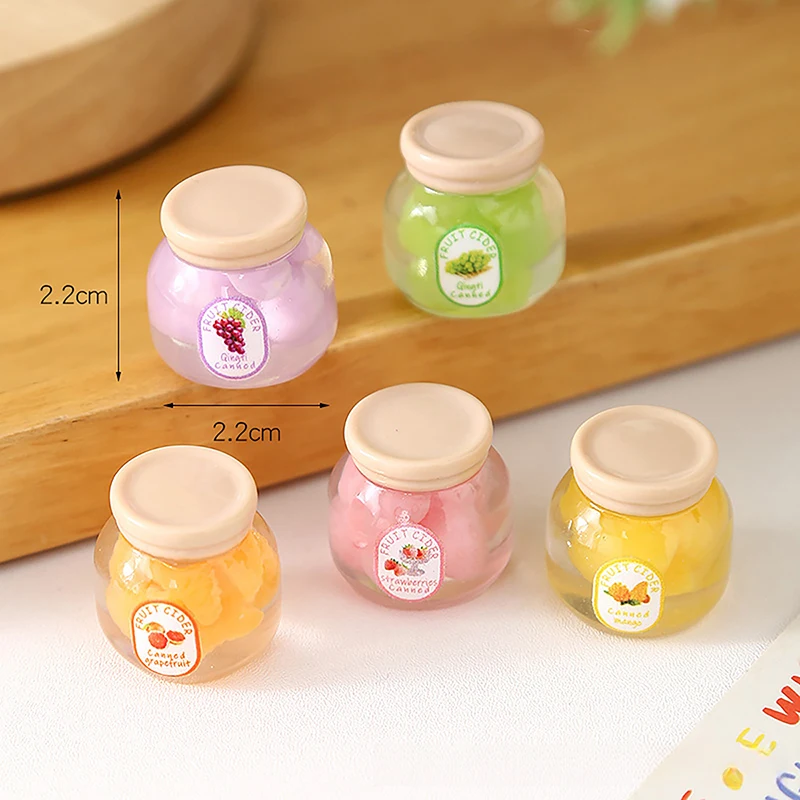 2Pcs 1:12 Dollhouse Miniature Jam Jars-Fruit Candy Canisters with LidDetails,Kitchen Pantry Decor for MiniatureDisplays&Dioramas