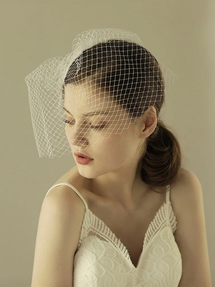 Velos blancos para jaula de pájaros de boda para mujer, velo de novia corto de una capa con peine, colorete de dama de honor