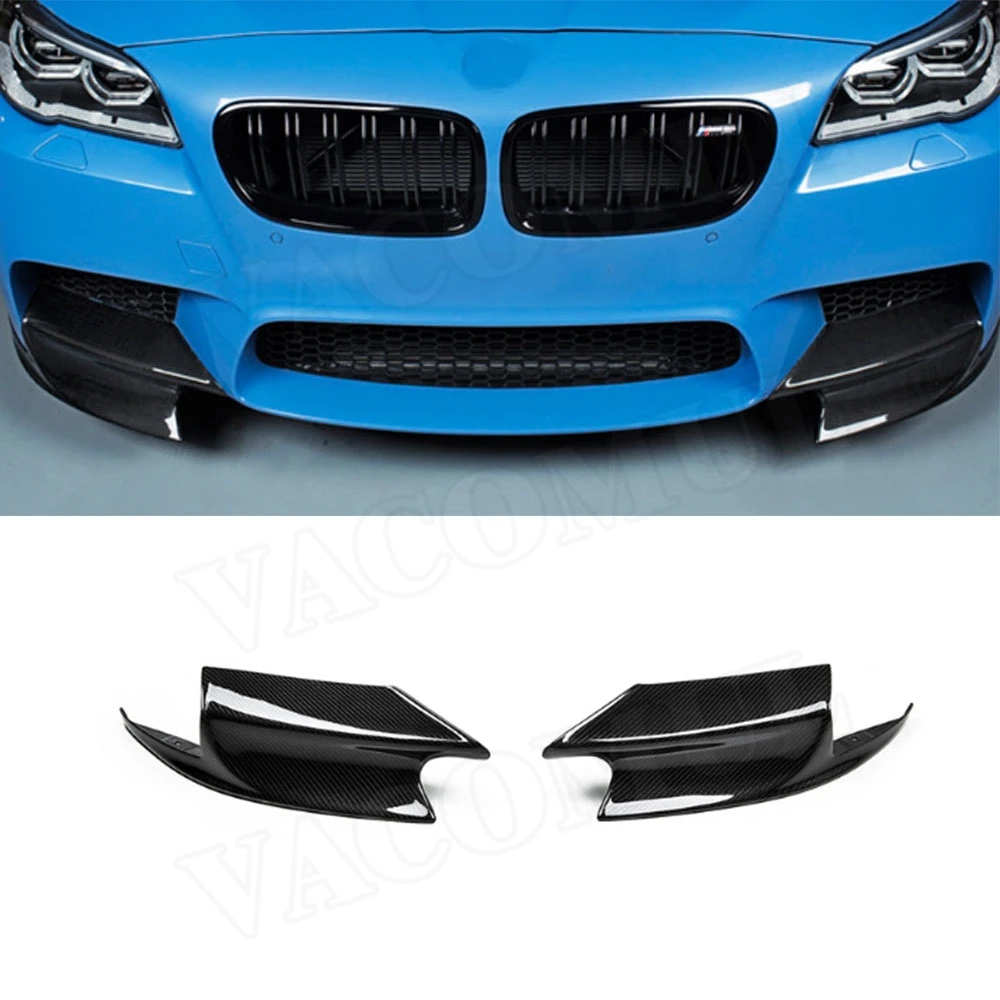 

2Pcs / Set Front Bumper Splitters Lip Flaps Cupwings Aprons for BMW 5 Series F10 M5 Bumper 2011 - 2017 Carbon Fiber / FRP