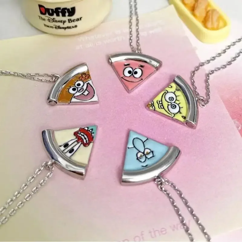 SpongeBob SquarePants Patrick Pizza Magnetic Suction Necklace New Cute High Beauty Couple Best Friend Gift Choker Jewelry Cute