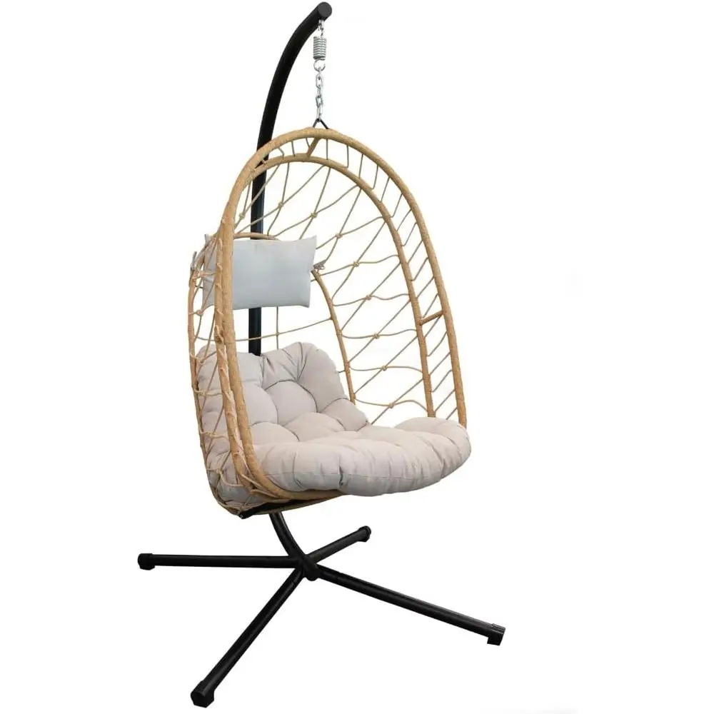

Luxury Nest Chair with Steel Base & Plush Outdoor Cushion Supports 250lbs - Puccino