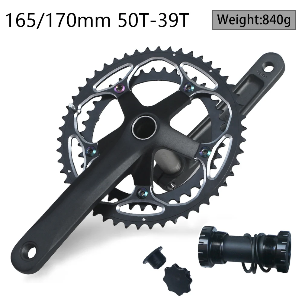 Hollow Double Sprockets Road Bike Crankset 2*10/11/12 Speed 50T-39T Chainring 152/165/170mm Bicycle Crank 130 BCD Bottom Bracket