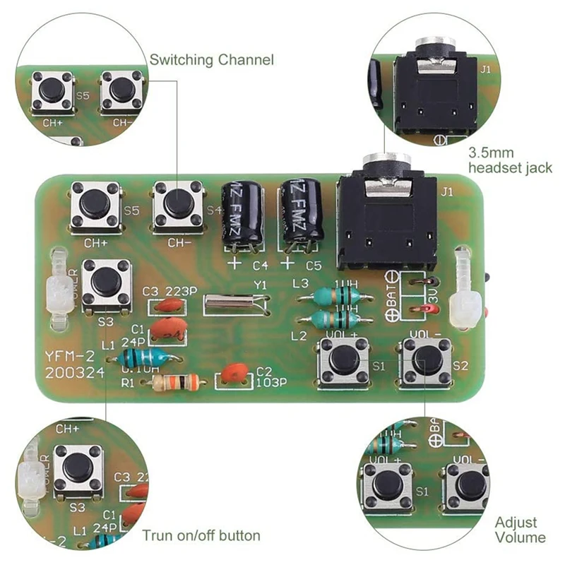 76MHz-108MHz Stereo-FM-Funke mp fänger modul FM DIY elektronisches Löt kit Schaltung Leiterplatte Löt praxis Projekt