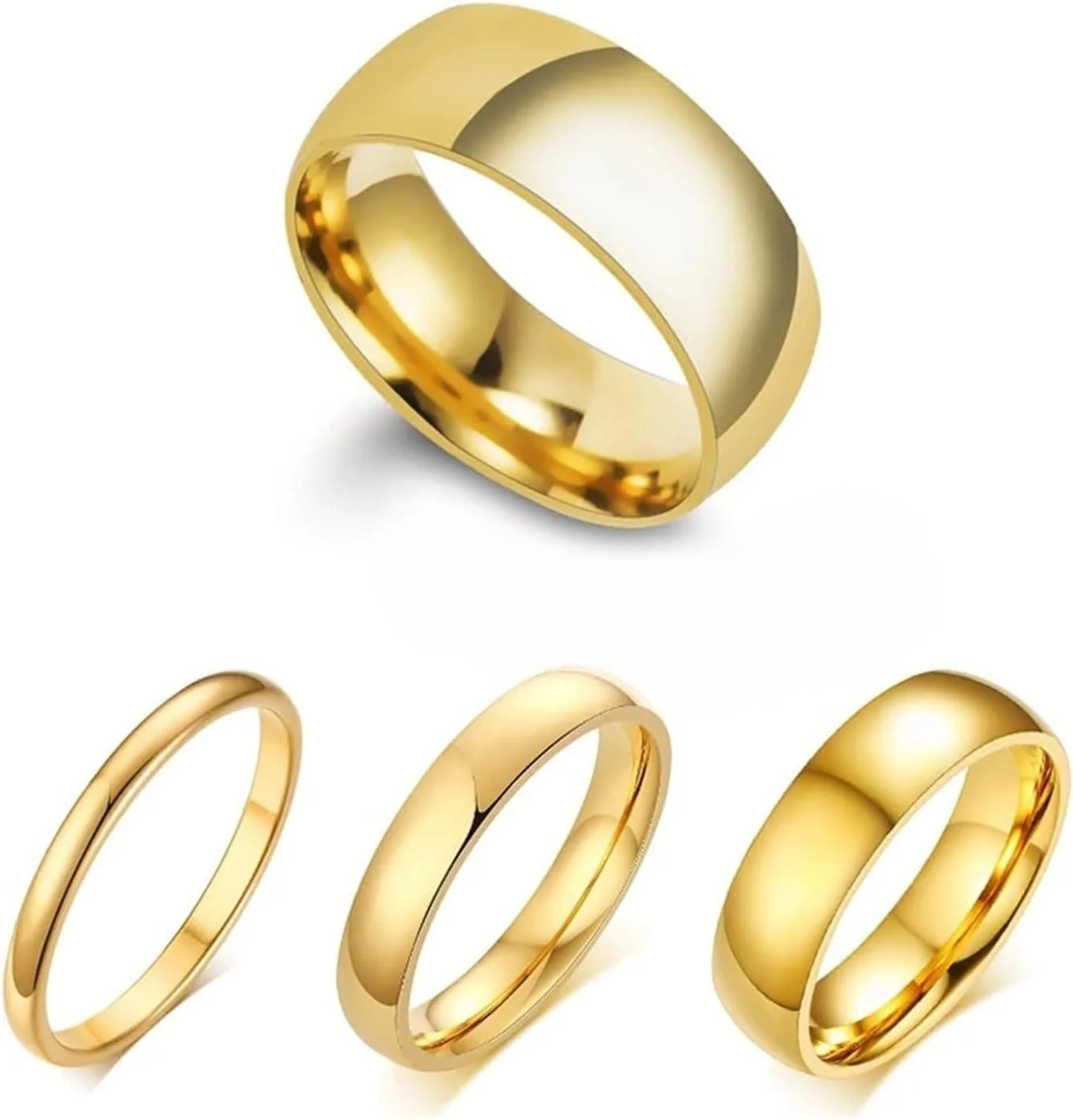 

Men's Women's Simple Gold Plated Stainless Steel Ring 2mm/4mm/6mm/8mm Classic Wedding Engagement Ring