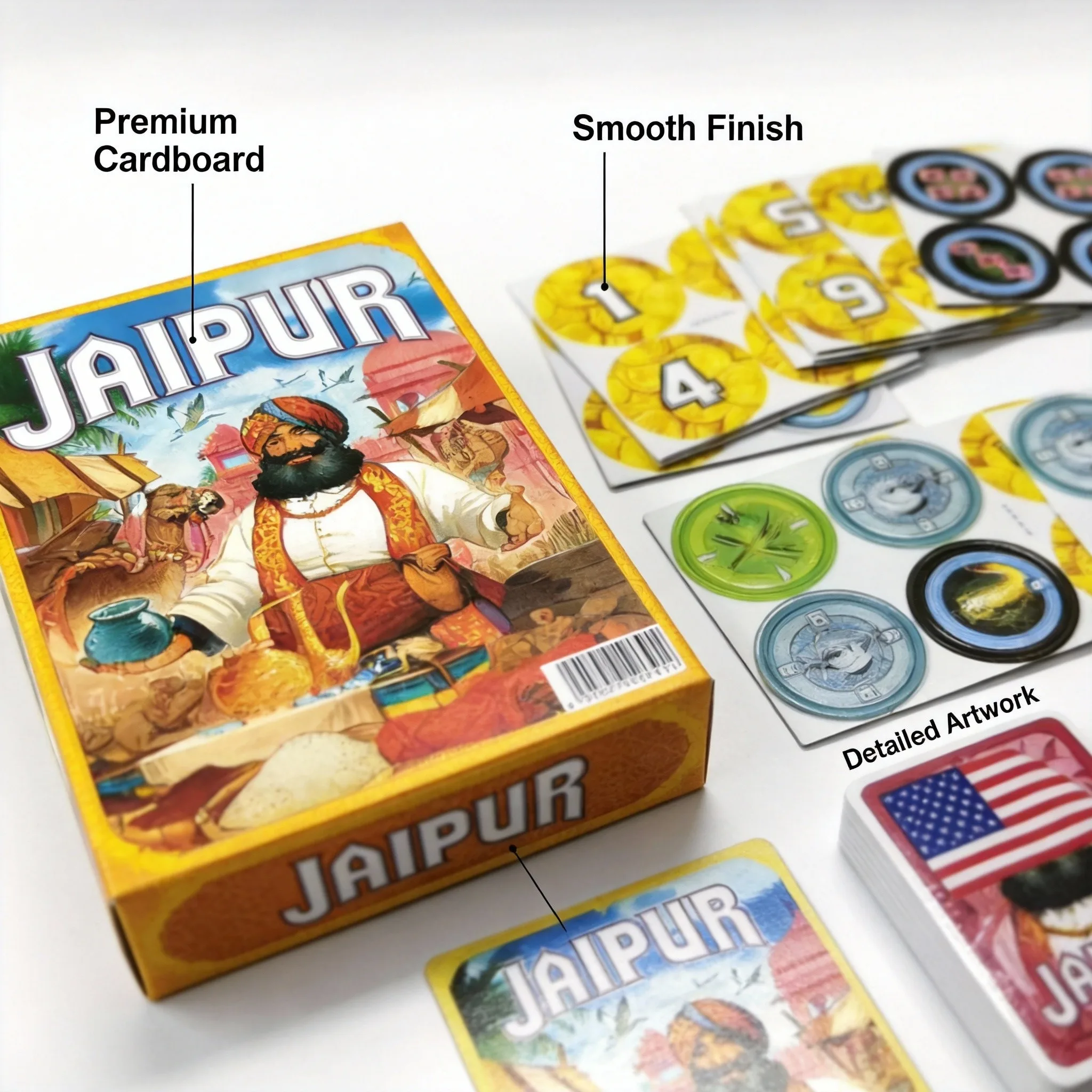 

Карточная стратегическая игра JAIPUR — быстропроходящая торговальная игра для 2 игроков для взрослых и семей, время игры 30 минут.