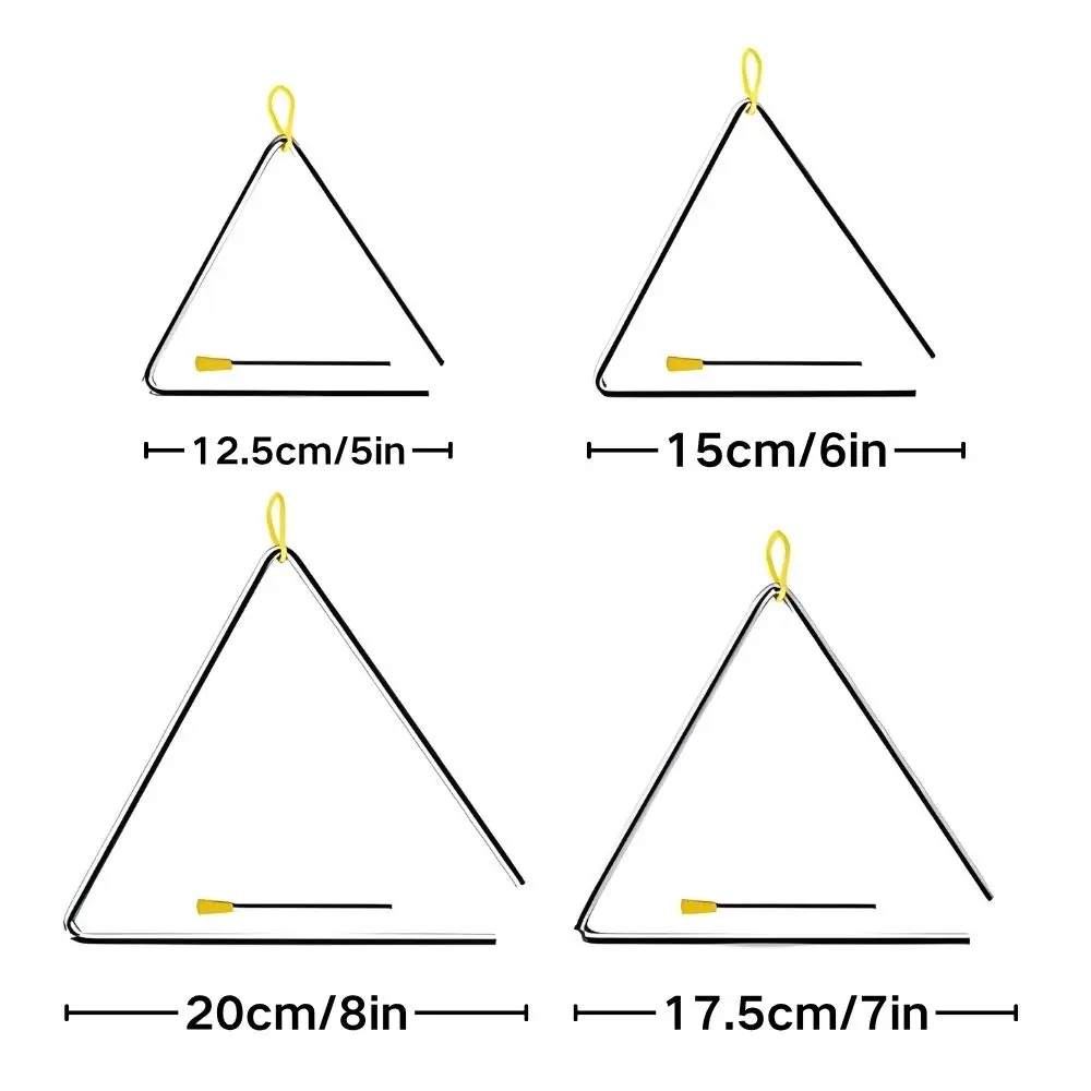 5/6/7/8inch Musical Triangle Percussion Kit with Beater, Premium Steel for School Band, Music Activity & Home Play YMY
