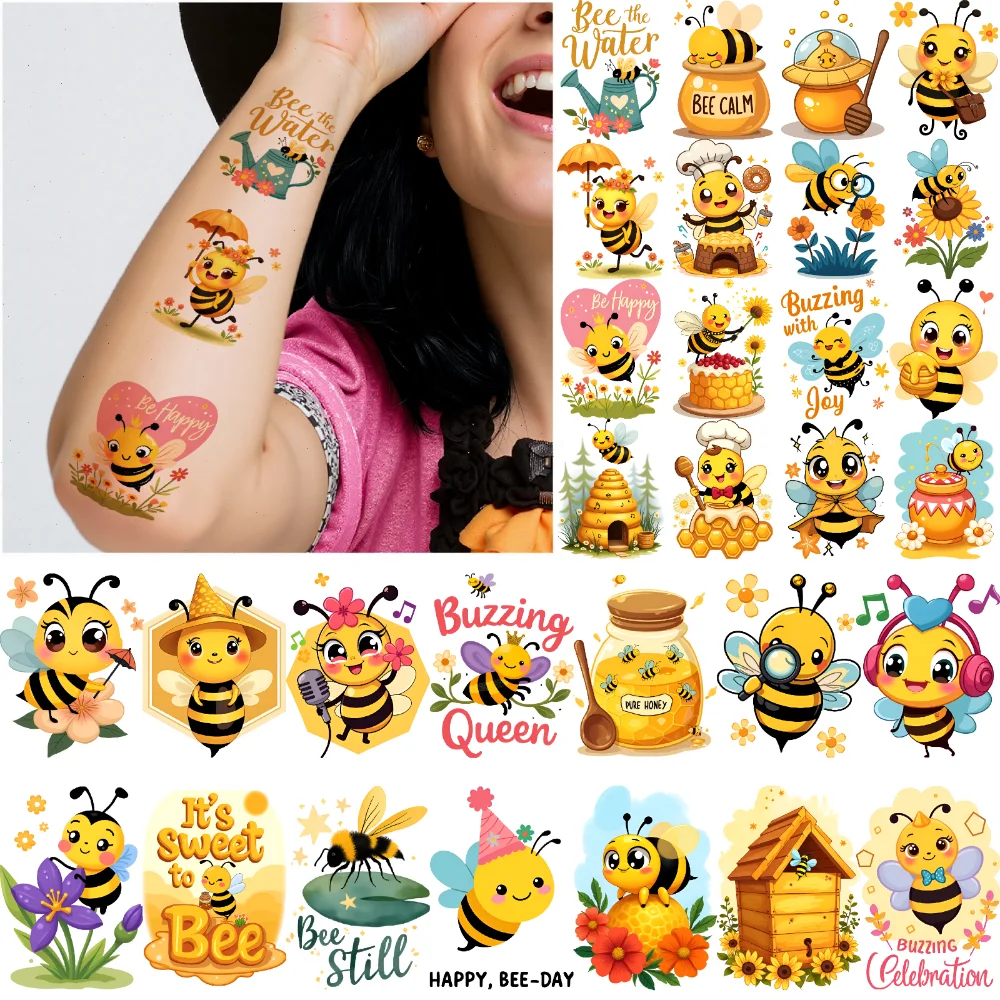

63pcs Temporary Tattoo Bee Stickers Temporary Tattoo Stickers Honey Stickers For Cheeks Shoulders