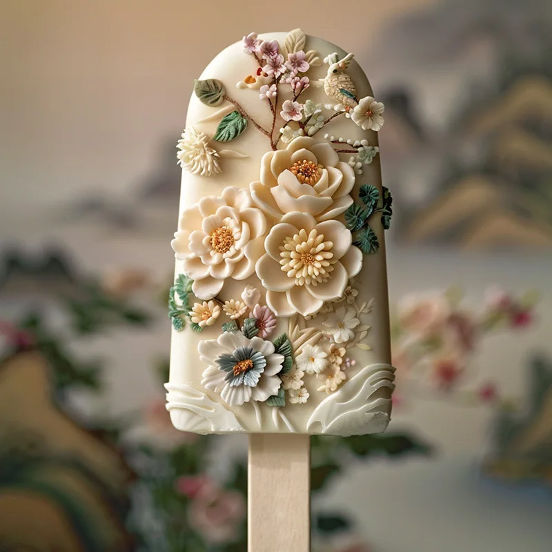 Molde para helado, helado floral, molde de silicona de calidad alimentaria, bricolaje hecho a mano, molde para paletas súper hermoso y moderno