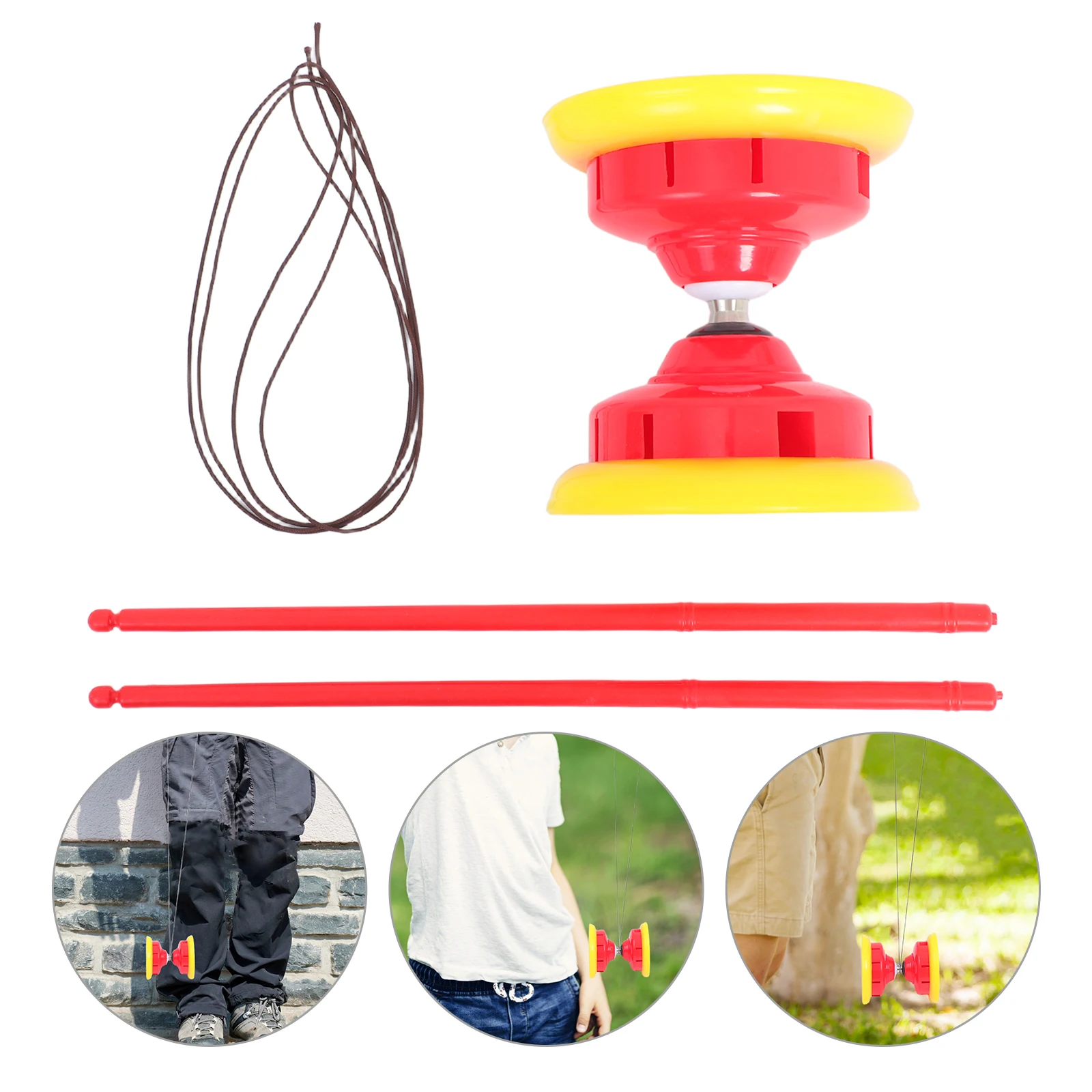 

Three- Sky Bamboo Chinese Yoyo Juggling Toys Student Plastic Diabolo Trick Fitness Sticks Kids Balls Bearing Outdoor