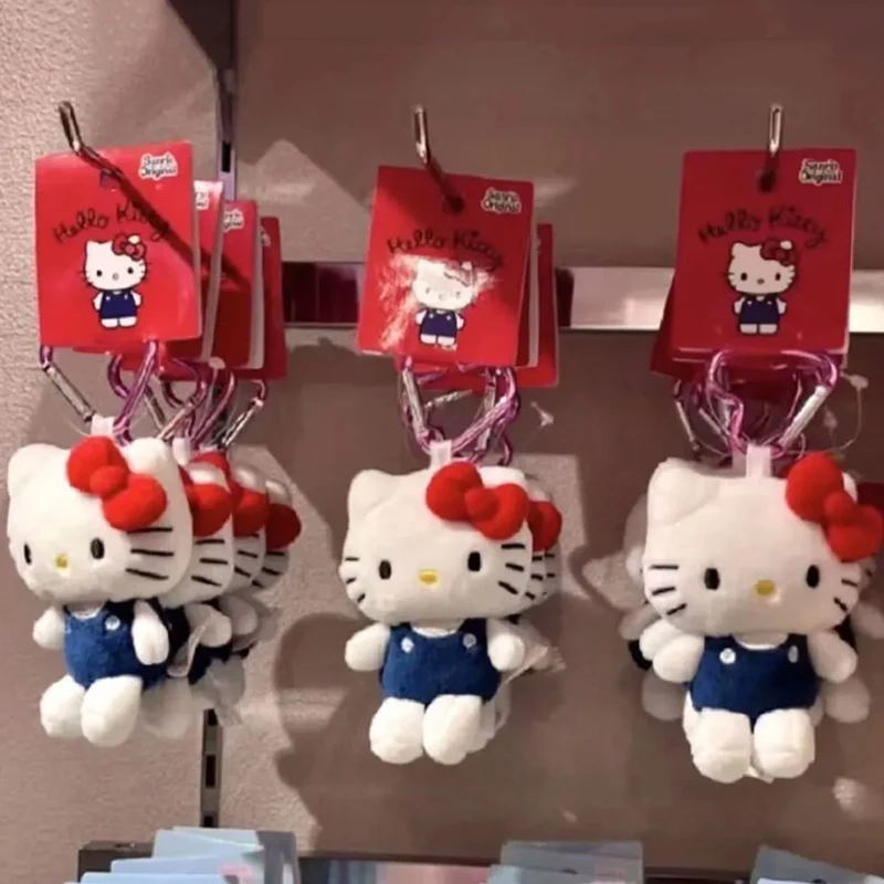 Sanrio – porte-clés en peluche Hello Kitty, 10CM, dessin animé Kawaii, boucle en forme de cœur, jouet en peluche, pendentif, sac mignon, ornement de sac à dos, breloque cadeau
