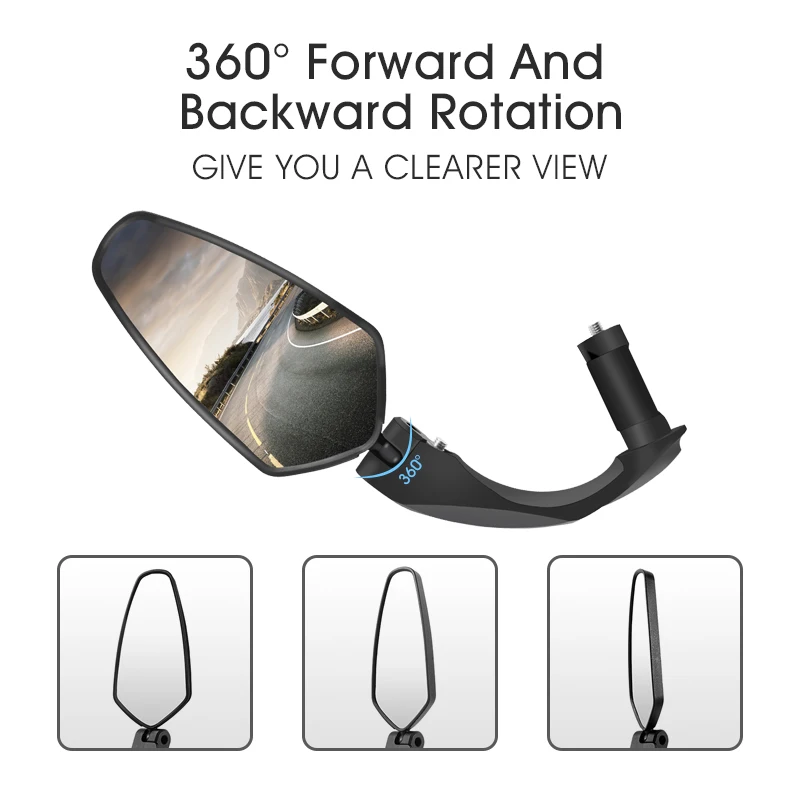 WEST BIKING Bicycle Rearview Mirror 360° Rotation Wide Angle Cycling Rear View Mirror HD Vision Bike Handlebar Rearview Mirror