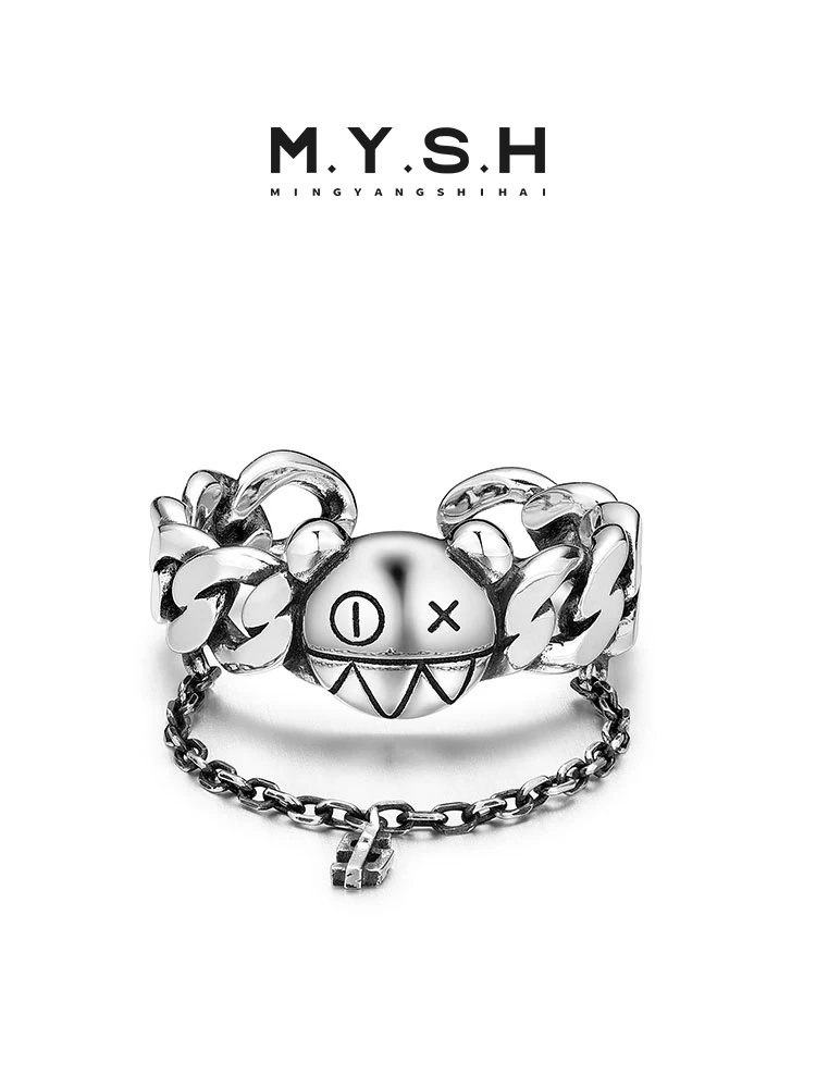 

MY Men's 925 Sterling Silver Jester Face Ring Double Layered Unique Faionable Trendy Design Original Creation M Ring