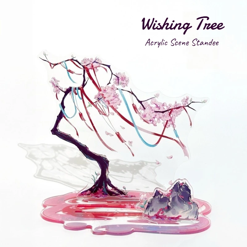 Ancient Chinese Wishing Tree 17/22.5cm Acrylic Scene Standee, Interchangeable Backdrop Prop, Oriental Aesthetic Desk Ornament
