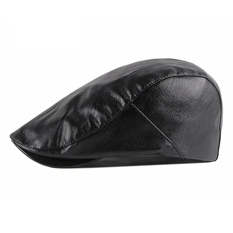 TOHUIYAN Leather Beret Caps for Men Gatsby Homme Flat Cap England Boinas Driving Hats Autumn Winter Vintage Women Inspired Hat