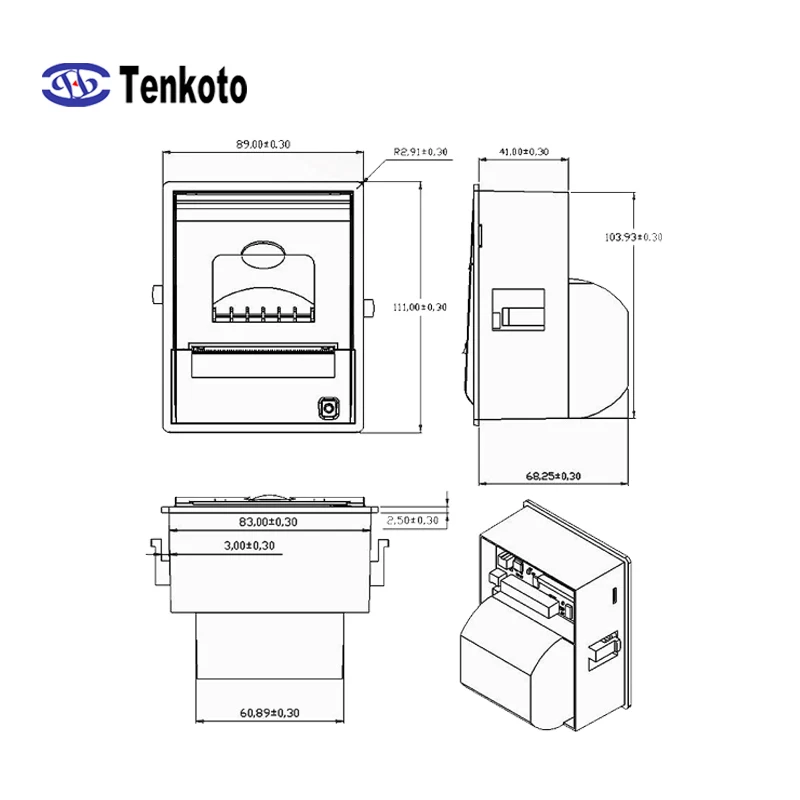 58mm Embedded Thermal Receipt Printer Module, USB RS232 Serial Port, ESC/POS Command, Panel Ticket Printer for Kiosk Vending POS