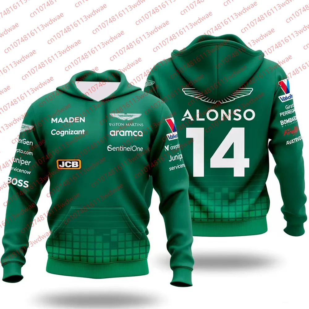 

2026 Fernando Alonso 14 long-sleeved Hoodie Aston Martin Classic Racing Suit Quick Drying Breathable Motorcycle T-Sweatshirt