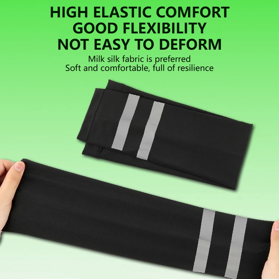 LOOGDEEL Summer Ice Silk Sleeves Arm Guard Quick-Drying UV Reflective Arm Sleeves Breathable Night Running Cycling Arm Covers