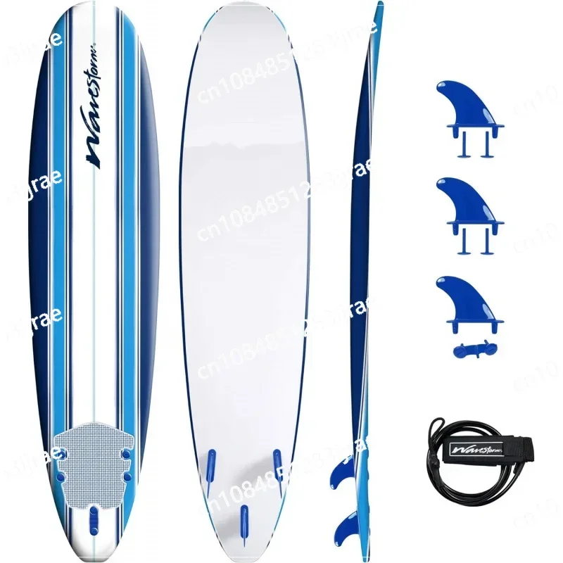 Wavestorm 8ft Classic Surfboard // Foam Wax Free Soft Top Longboard for Adults and Kids of All Levels of Surfing