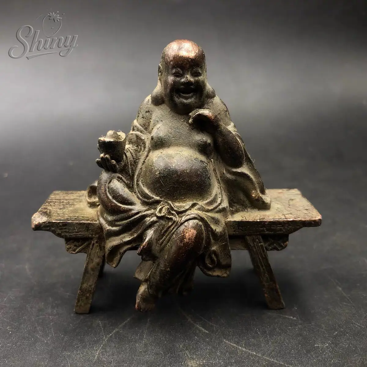 

Antique Copper Bench Guanyin Bodhisattva Statue Desktop Ornament Buddha Figurines Lucky Feng Shui Home Decors Crafts Accessories