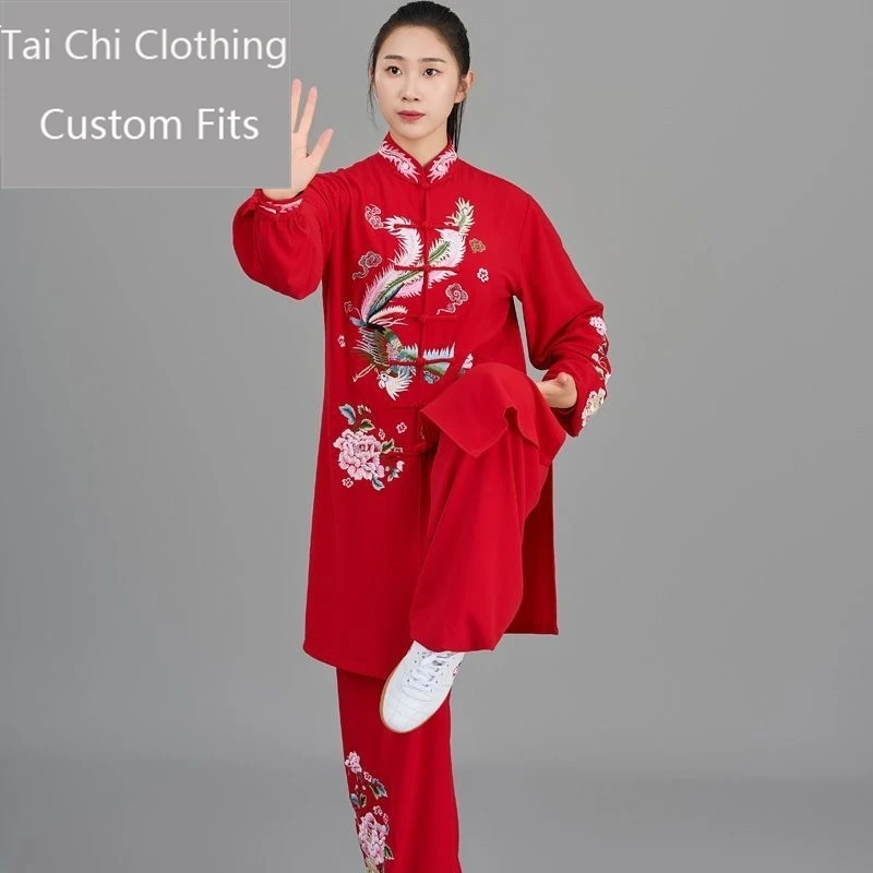 Red Tai Ji Suit Female 2025 New Spring and Autumn Fengfeng Men's Exercise Clothing