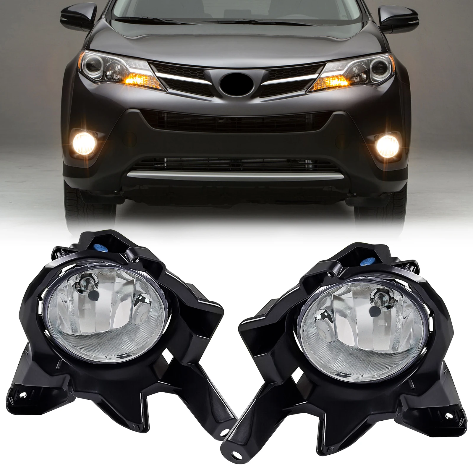 

For Toyota RAV4 2013 2014 2015 Automobile Clear Lens Fog Lights 12V Halogen Bulb With Switch And Wiring Replacement Accessories