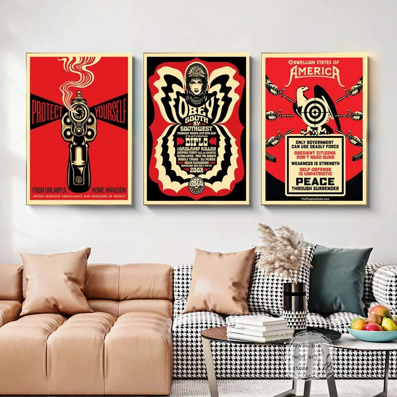 Vintage Abstract Shepard Fairey Street Art Posters Canvas Painting Wall Prints Picture for Living Room Modern Home Decor Cuadros