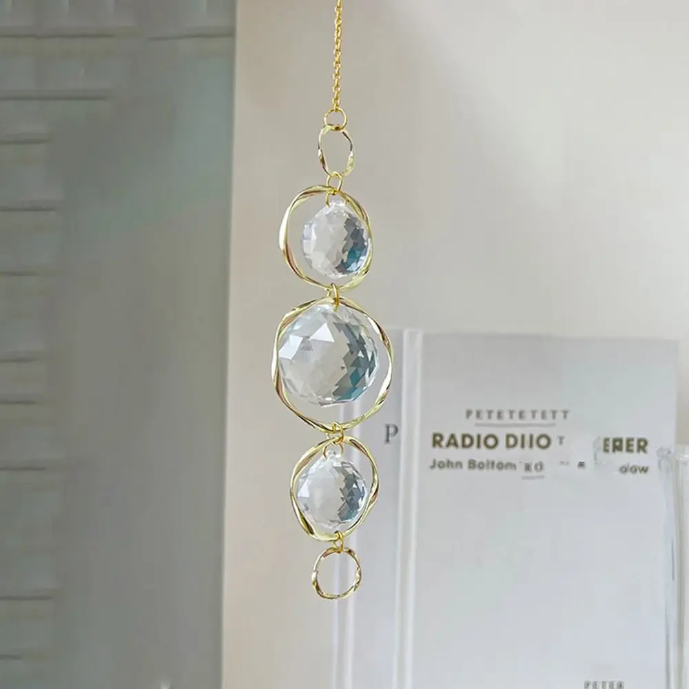Crystal Glass Sun Catcher Accessories Curtains Embellishment Wind Chime Sunlight Refraction Gold Silver Rainbow Prisms Pendant