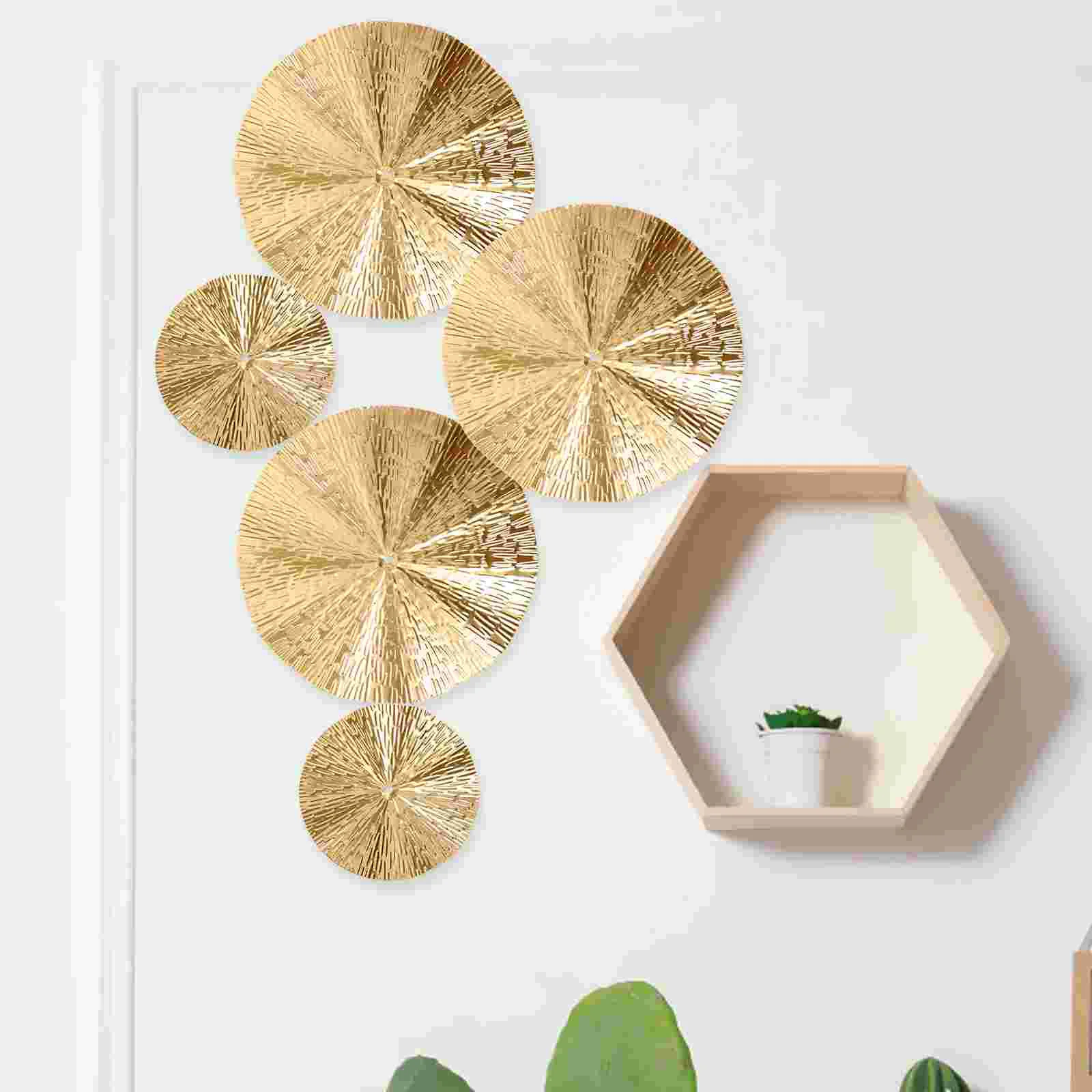 6 Pcs Wave Sunglasses Wall Decor Home Vintage Gold Gift Mirror Accent Circle Metal Bathroom Office