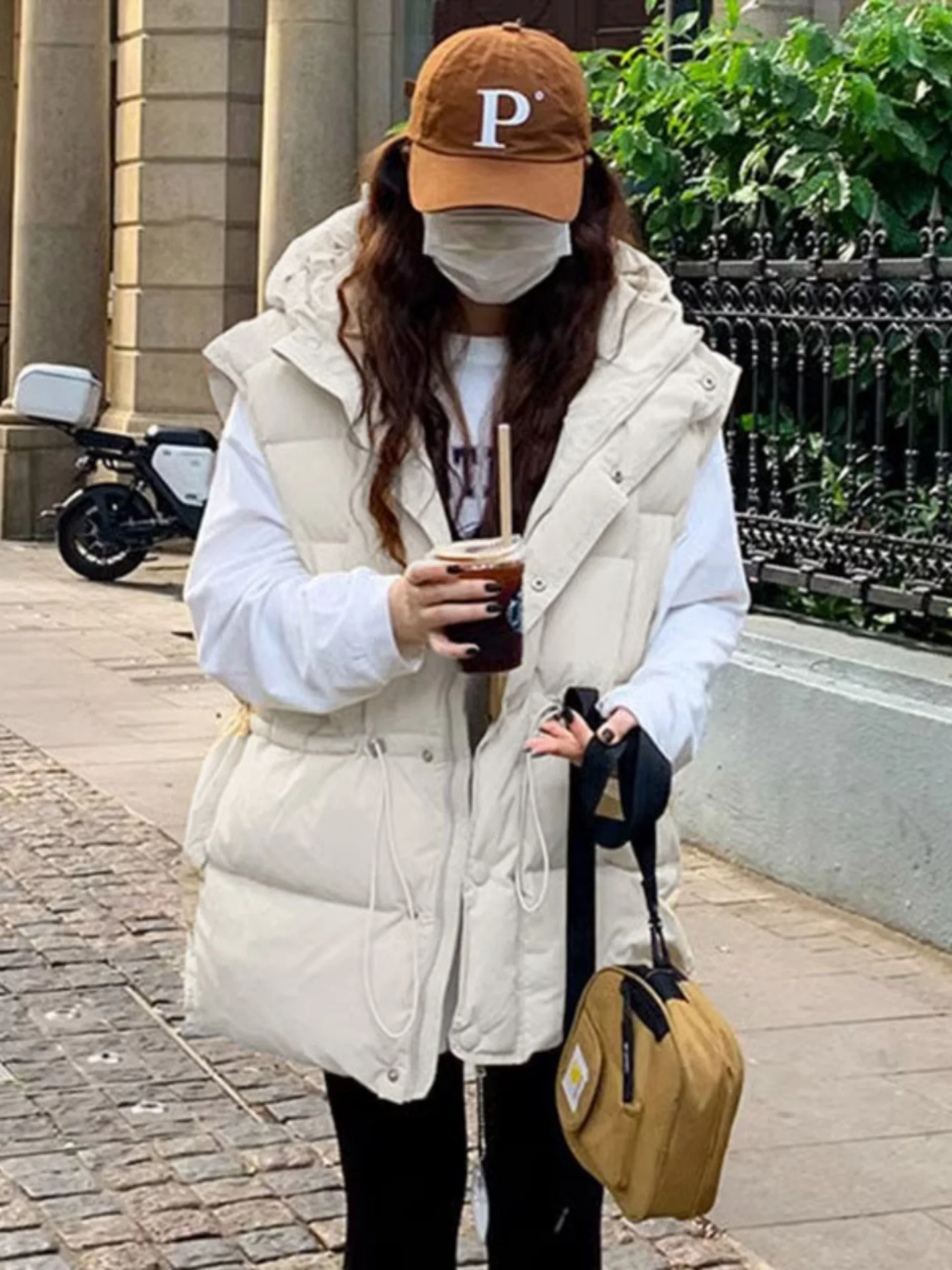 Fashionable plus Size down Cotton Vest Women's Autumn Winter New Style Versatile Slimming Biker Vest Tank Top Cotton Inner