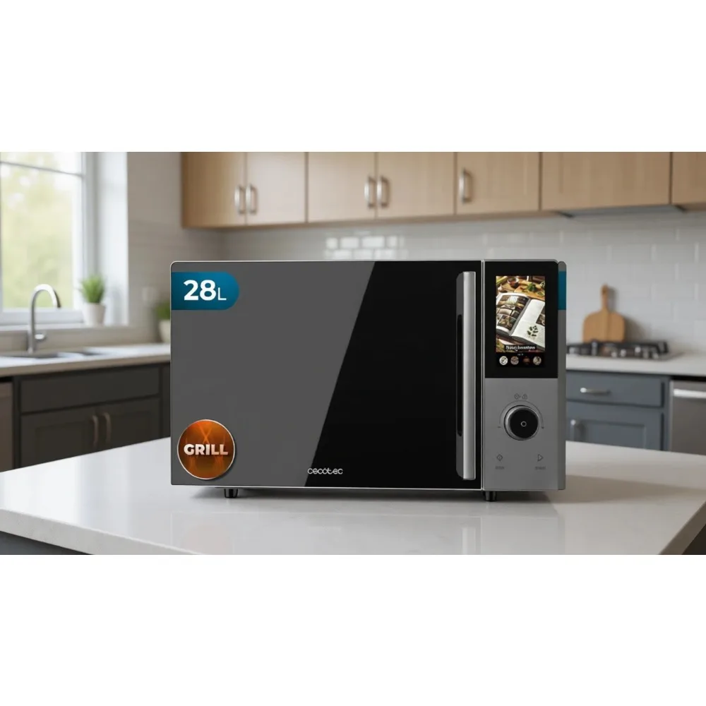 Horno Microondas Digital con Convección y Grill, 28L, 900W, 5 Niveles, 8 Programas, Temporizador