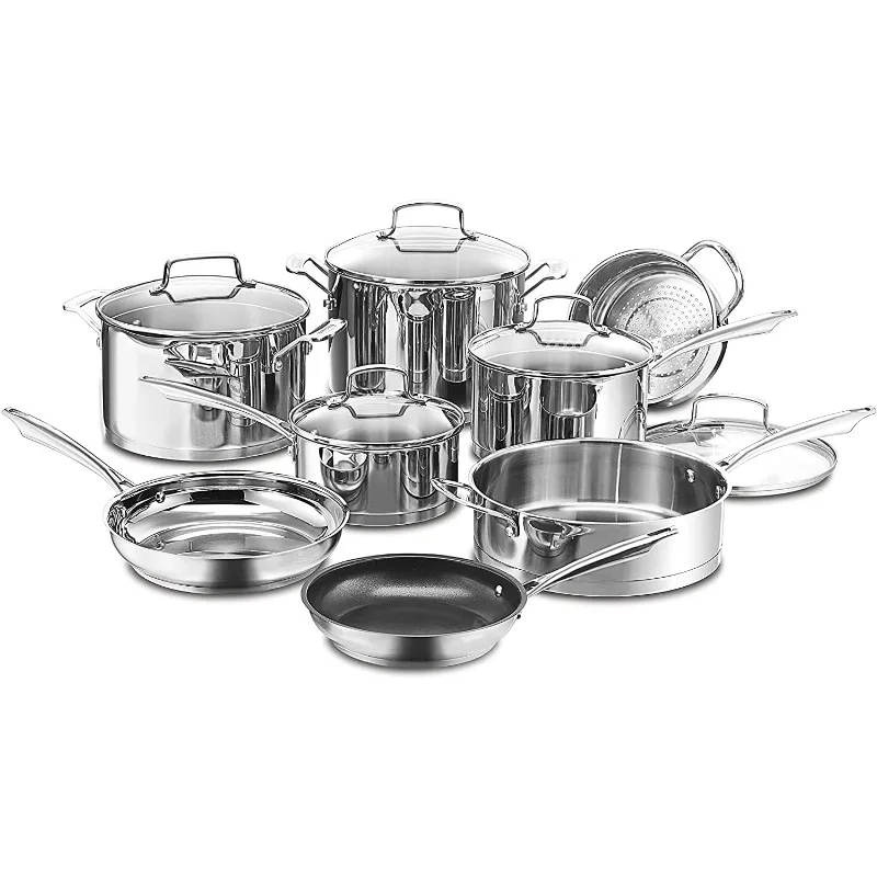 

89-13 13-Piece Cookware Set Professional-Series, Stainless Steel High Impact Bonded Base Heats Fast and Distributes Heat Evenly