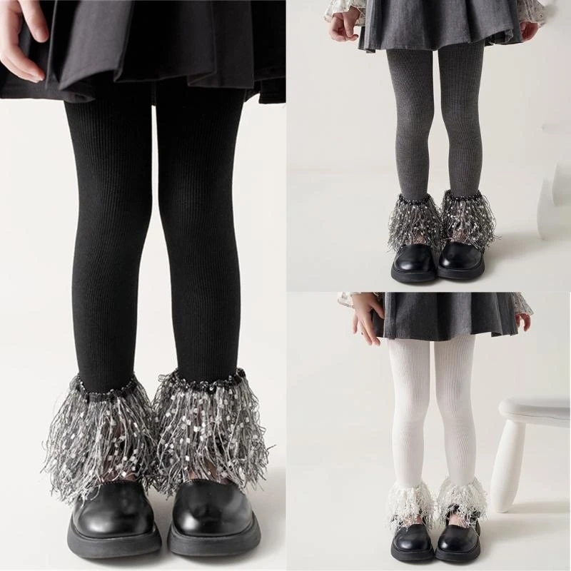 

Solid Color Baby Bottoming Pants Fashionable Leggings with Lovely Thick Tassels 24BE