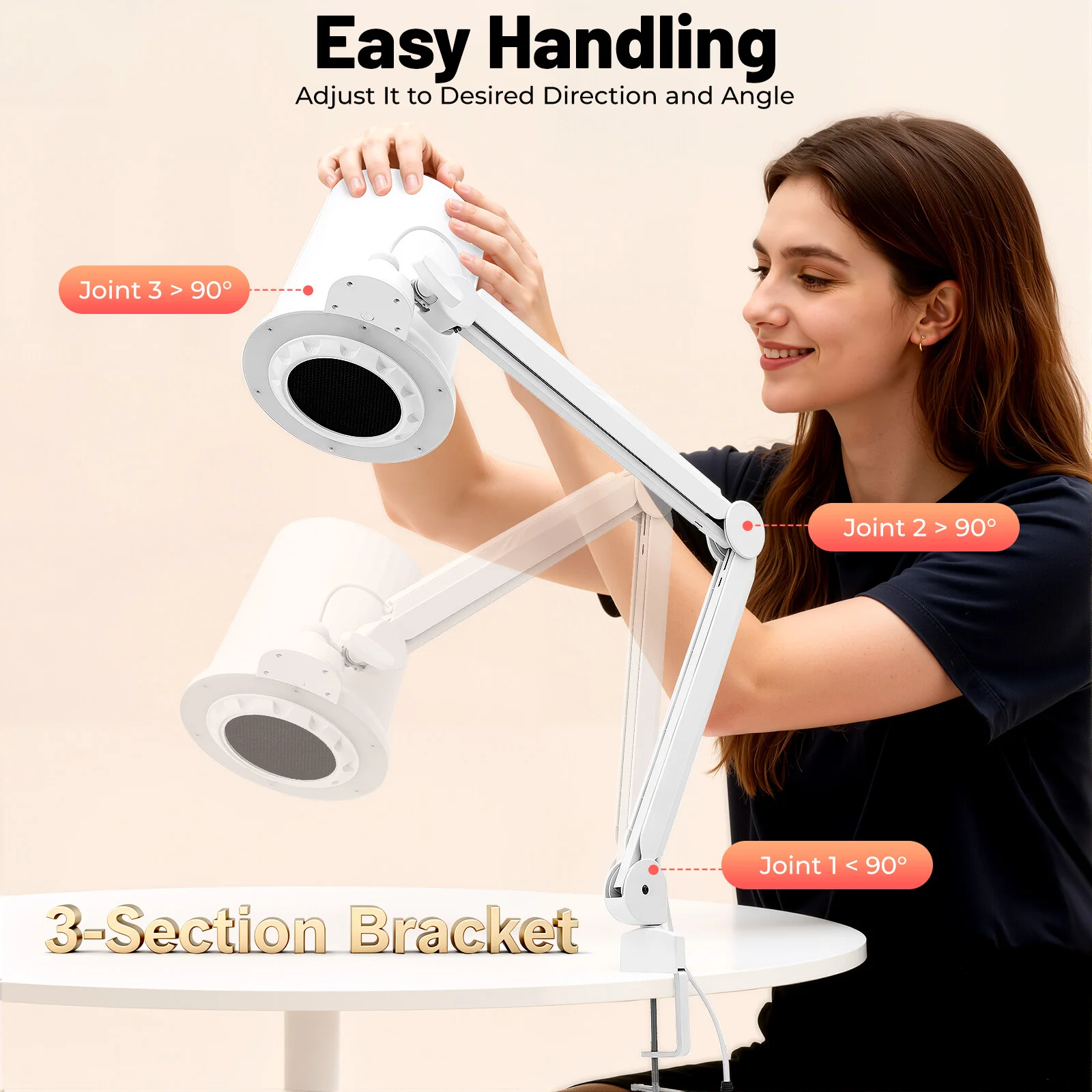 Extracteur de poussière pour ongles 55W avec prise EU, 0-4300 tr/min, 10 vitesses réglables, lumière LED 3 couleurs, machine d'extraction de poussière pour salon de manucure
