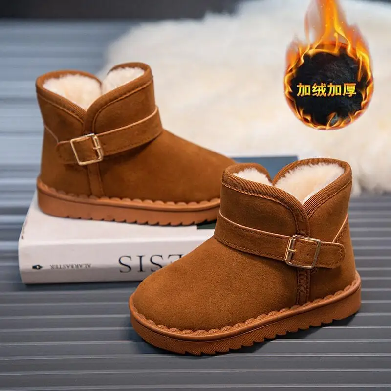 Kawaii Freizeitschuh Kinderschuhe Kinder Schneestiefel Winter Fleece gefüttert Dicke kurze Stiefel Baumwollschuhe Warme weiche Sohle Groß Niedlich