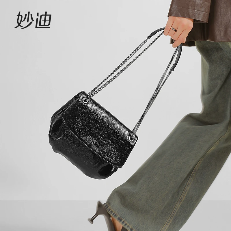 ITAMOOD borsa a catena da donna Designer originale di alta qualità Texture sotto le ascelle strato di copertura in pelle nera borsa a tracolla trucco