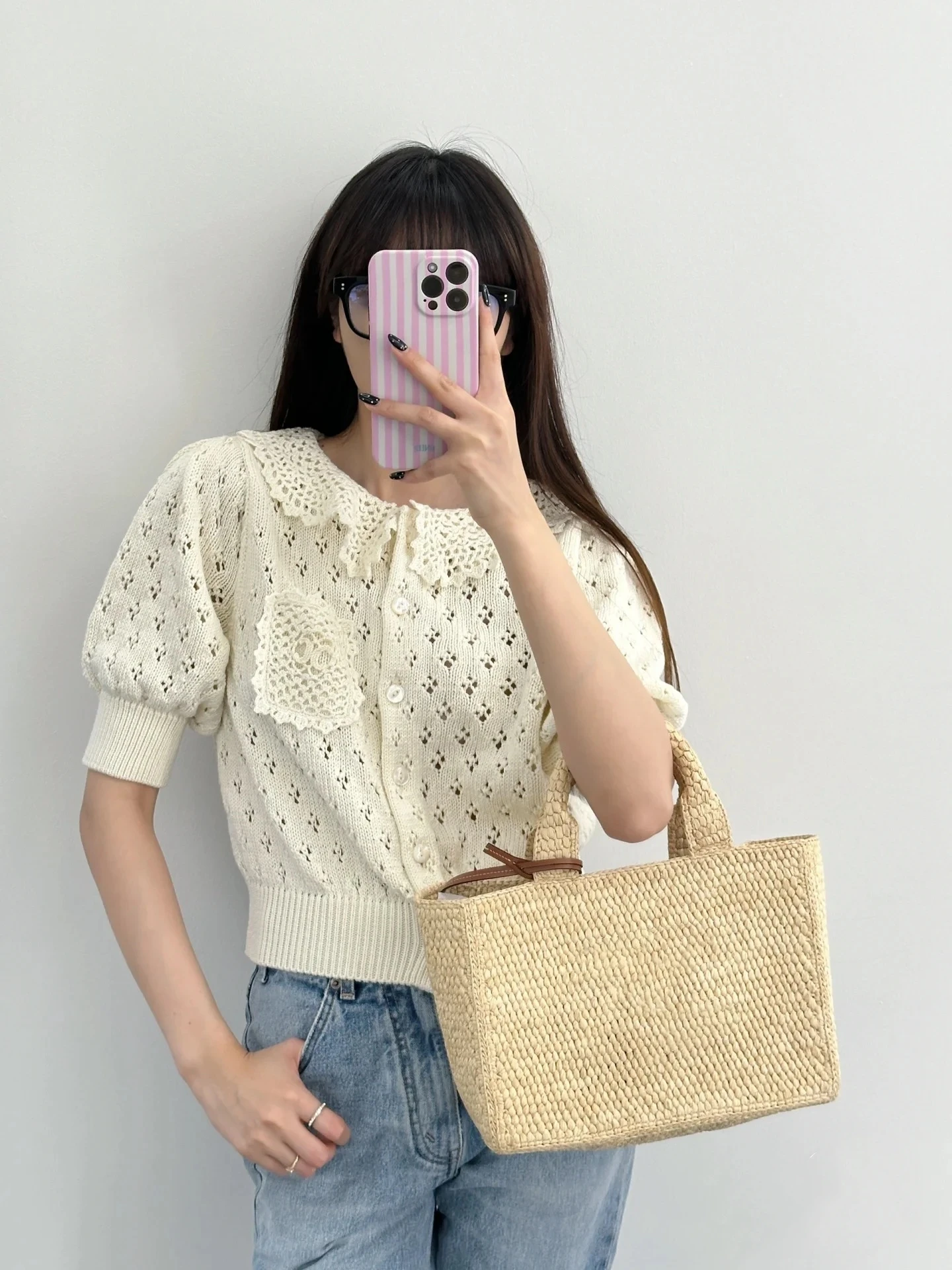 UXST Long Strap Straw Handbag Vintage Beach Woven Basket Bag Cowhide Patchwork Raffia Tote Bag Coin Purse Composite Shopping Bag