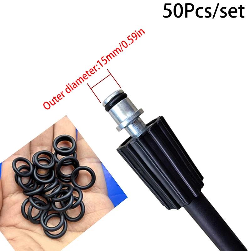 50Pcs High Pressure Water  Cleaning Outlet O-ring Rubber Ring Black Car Wash Machine Accessories Car Beauty Water  Accesso