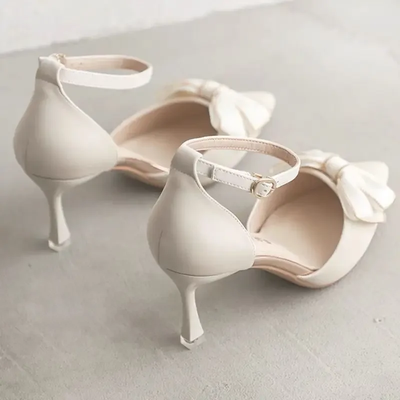 Summer Women\'s High Heels Trend Pointed Toe Bowknot Stilettos Elegant Dress Weddings Bridal Party Shoes Zapatos De Mujer 2024