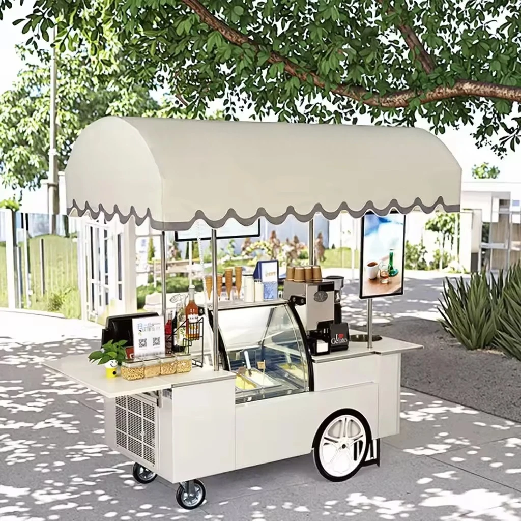 Electric food truck trailer beach Italy mobile bicycle ice cream cart trailer with wheels overall sales