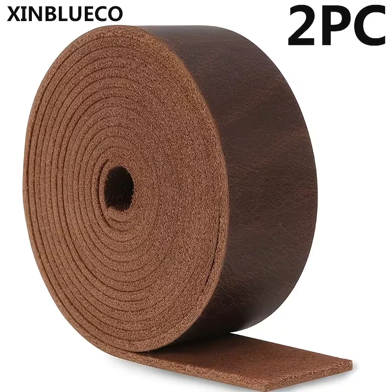 2-Pack 2mm Thick Headless Crazy Horse Leather Belt Strip, Multiple Sizes DIY Leather Belt Strip, Handmade Waist Belt, Shoulder S