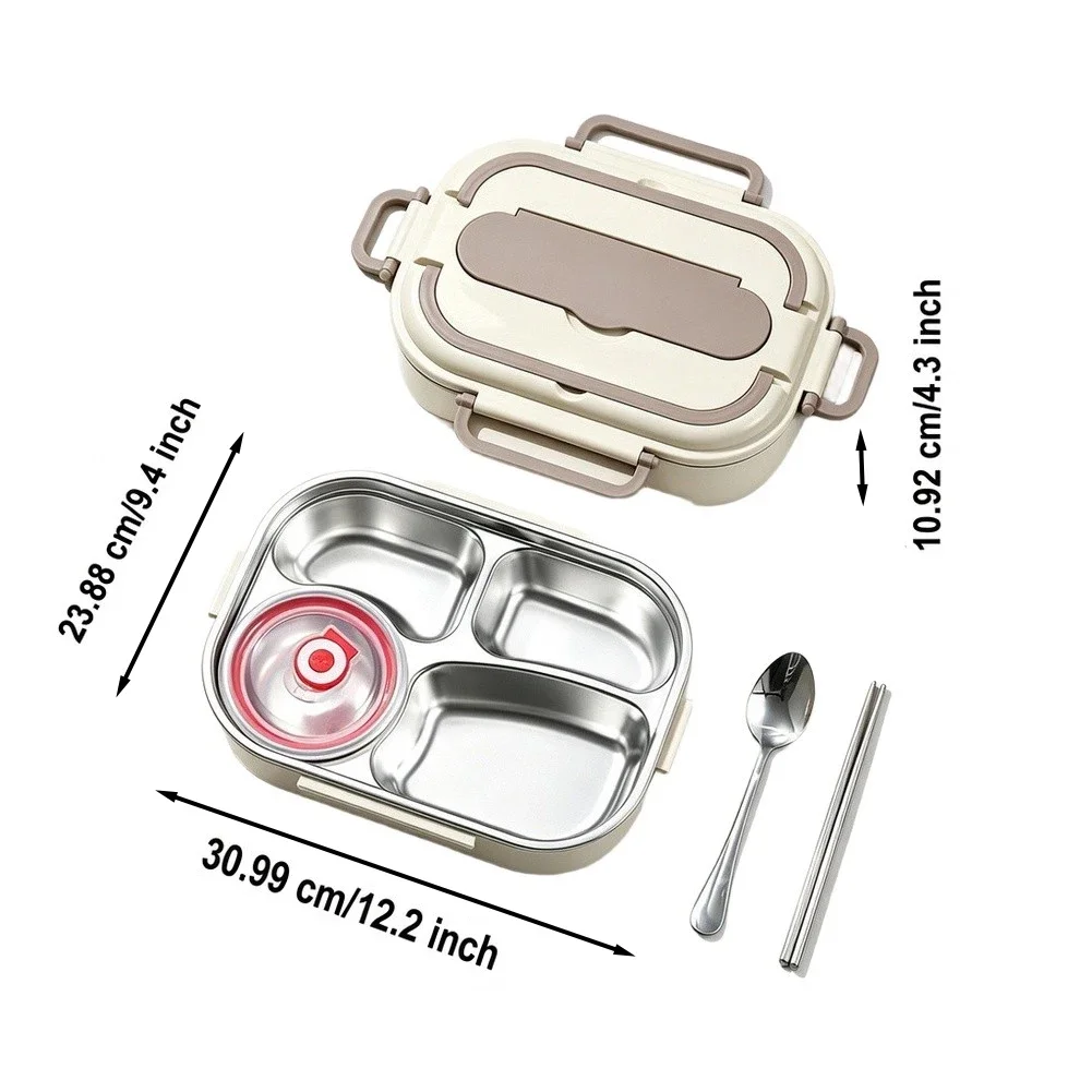 Portable 304 Stainless Steel Meal Container Sealed Leak Resistant Cover Reusable Lunch Box Office Picnic Household Food Storage