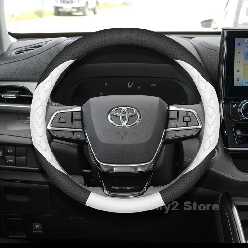 

Leather Car Steering Wheel Cover For Toyota Grand Highlander 2025 2012-2024 Auto Steering Wheel Toyota Highlander Accessories