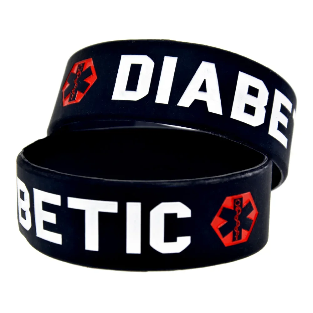 25 Stück, 2,5 cm breites Armband, aus Silikonkautschuk, für Diabetiker, als medizinisches Notfall-ID-Armband für Diabetiker. – Detail 7