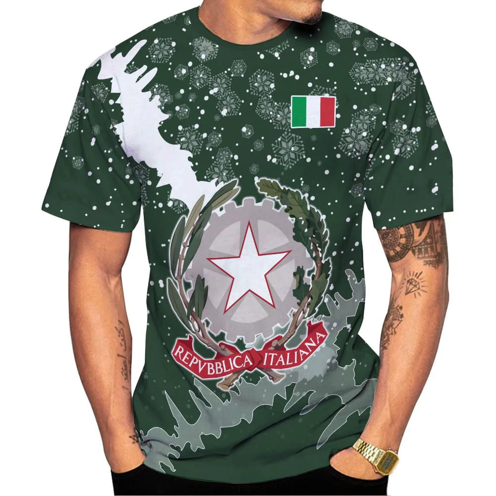 Italy Flag 3D Printing T Shirt Man Summer O-Neck Short Sleeve Oversized Top Casual Tee Loose Streetwear Harajaku