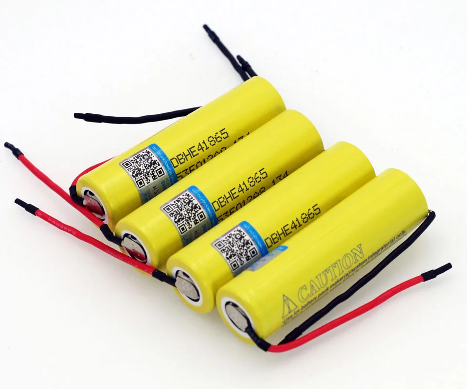  Original HE4 2500mAh Li-lon Battery 18650 3.7V Power Rechargeable batteries 20A discharge +DIY Silica gel Cable