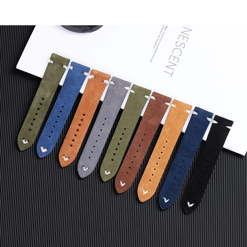 UTHAI G33 Suede Watch Strap 20mm 22mm Color Stitching Leather Smart Watch Bracelet Accessories For Samsung For Huawei Watchband