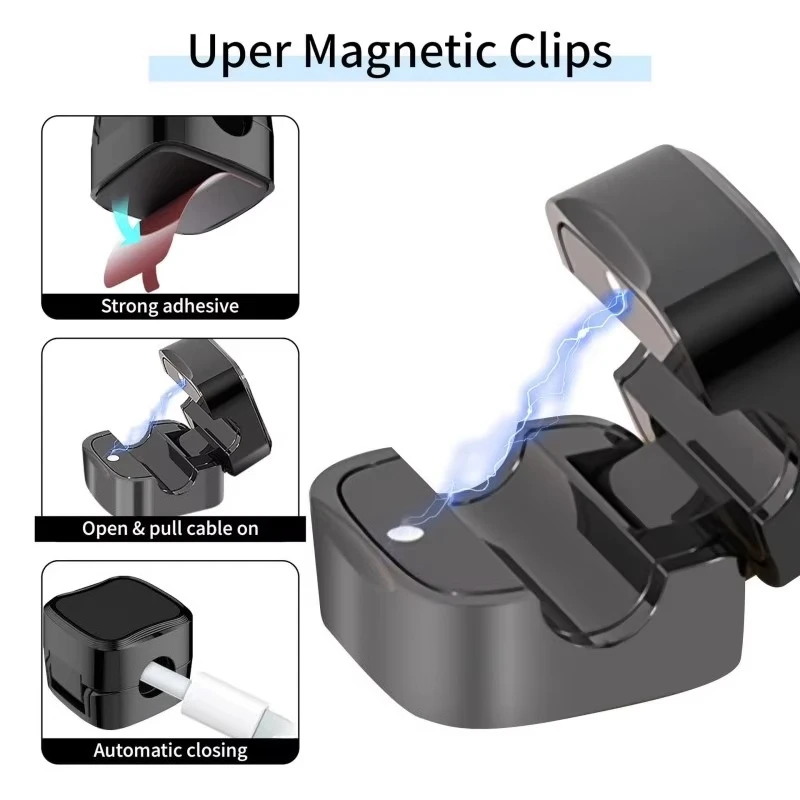 5/10 Stück Magnetische Kabelclips, Kabelhalter, glatt, verstellbar, Kabelmanagement unter dem Schreibtisch, Kabelorganisator, Kabelhalter – Detail 3